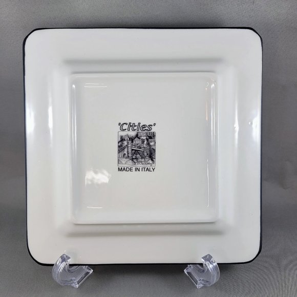London Brunelli Cities Salad Plate Square 7.5” Made In Italy Black White Read - Picture 4 of 8